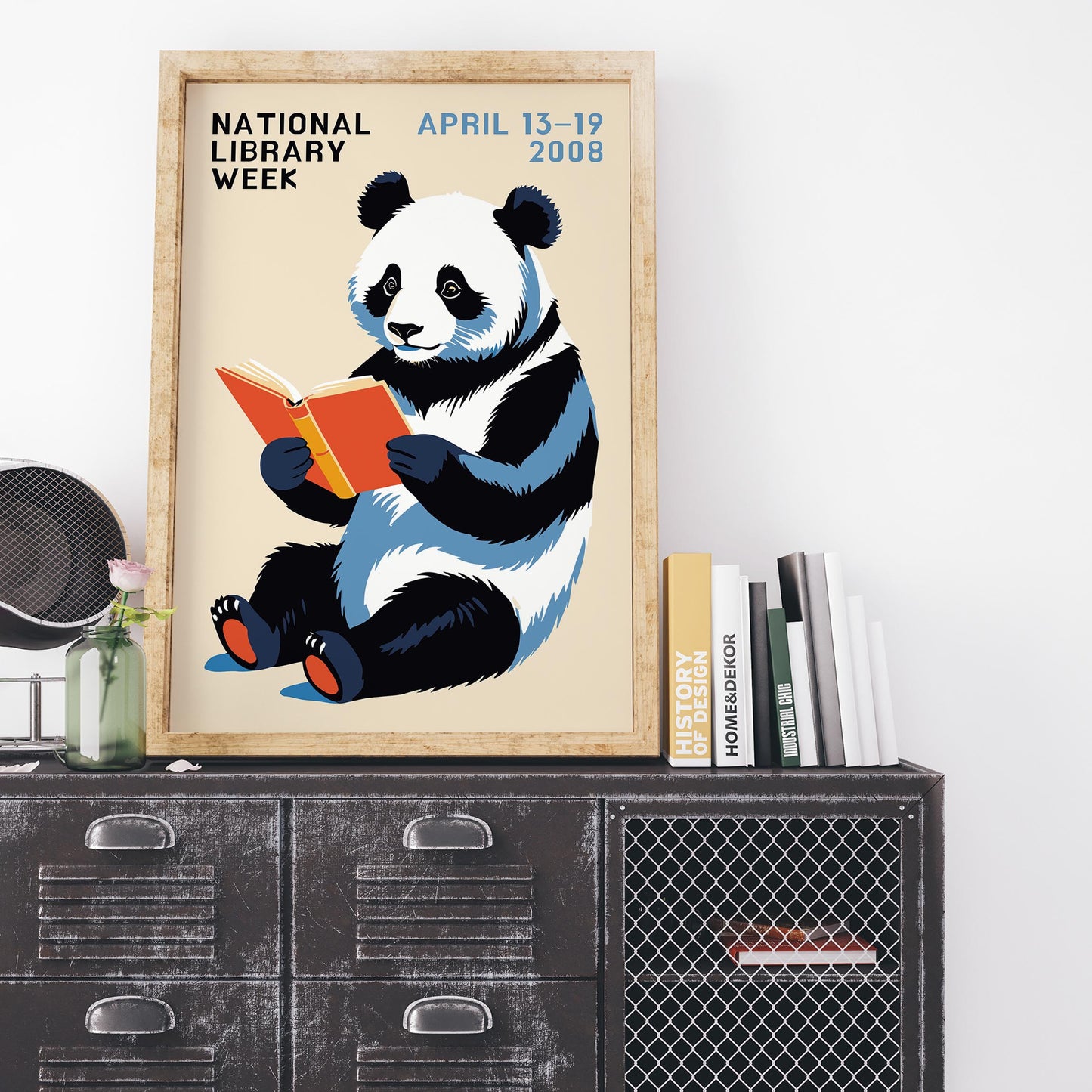 Panda Reading Wall Art Print
