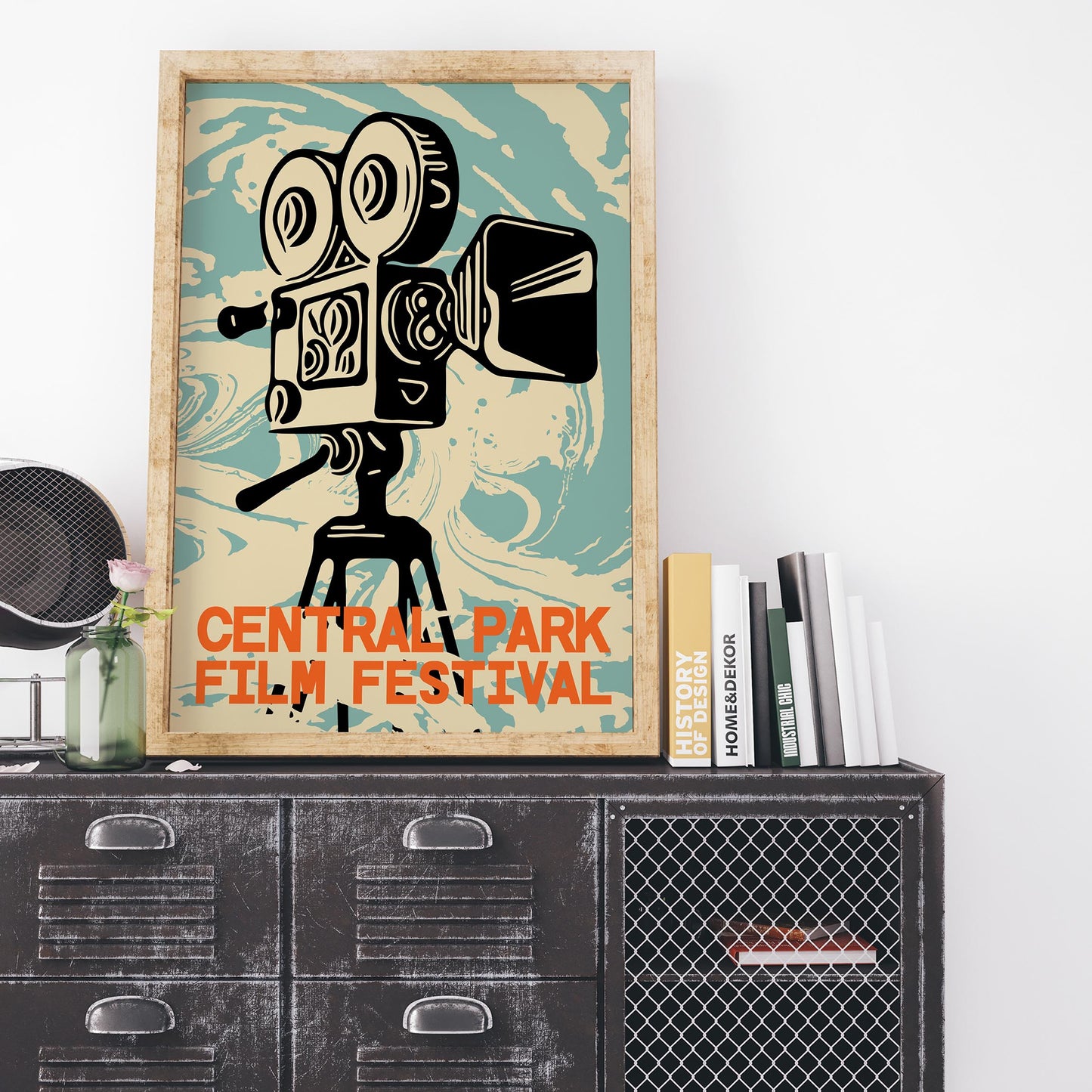 Central Park Film Festival Poster Vintage Camera Art