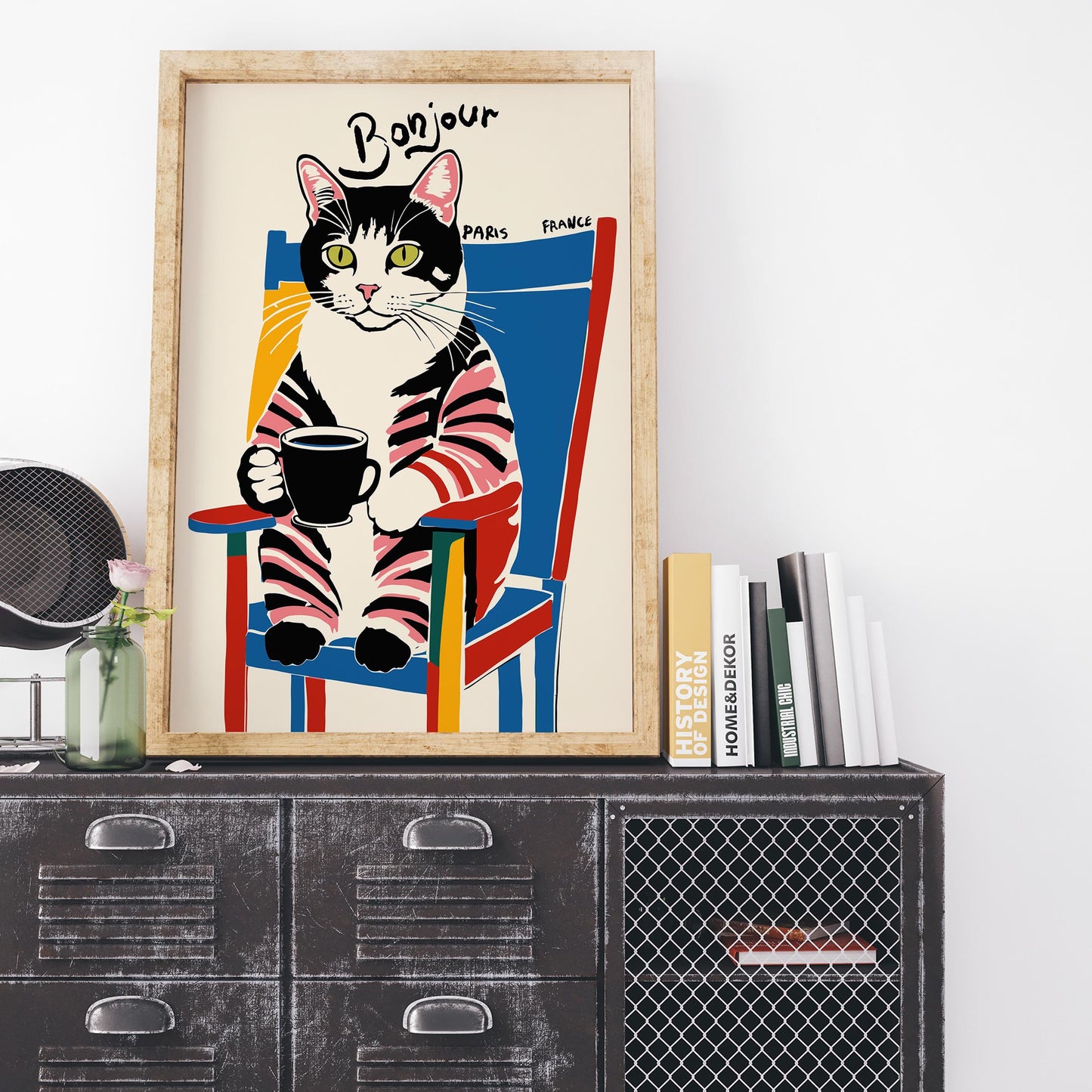Bonjour Cat Poster Print