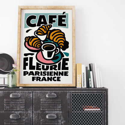 Paris Cafe Croissant Print