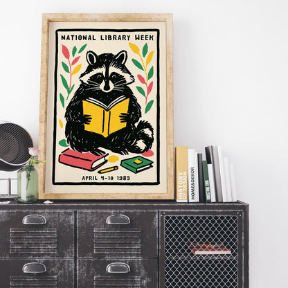 Raccoon Reader Poster