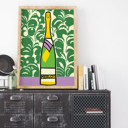 Merlot Champagne Vintage Poster