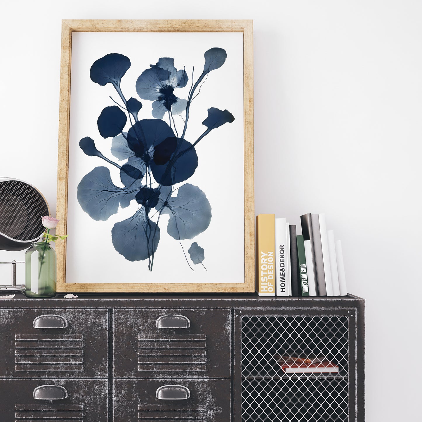 Floral Blue Ink Print