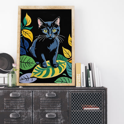 Cute Illustrated Cat Art Print