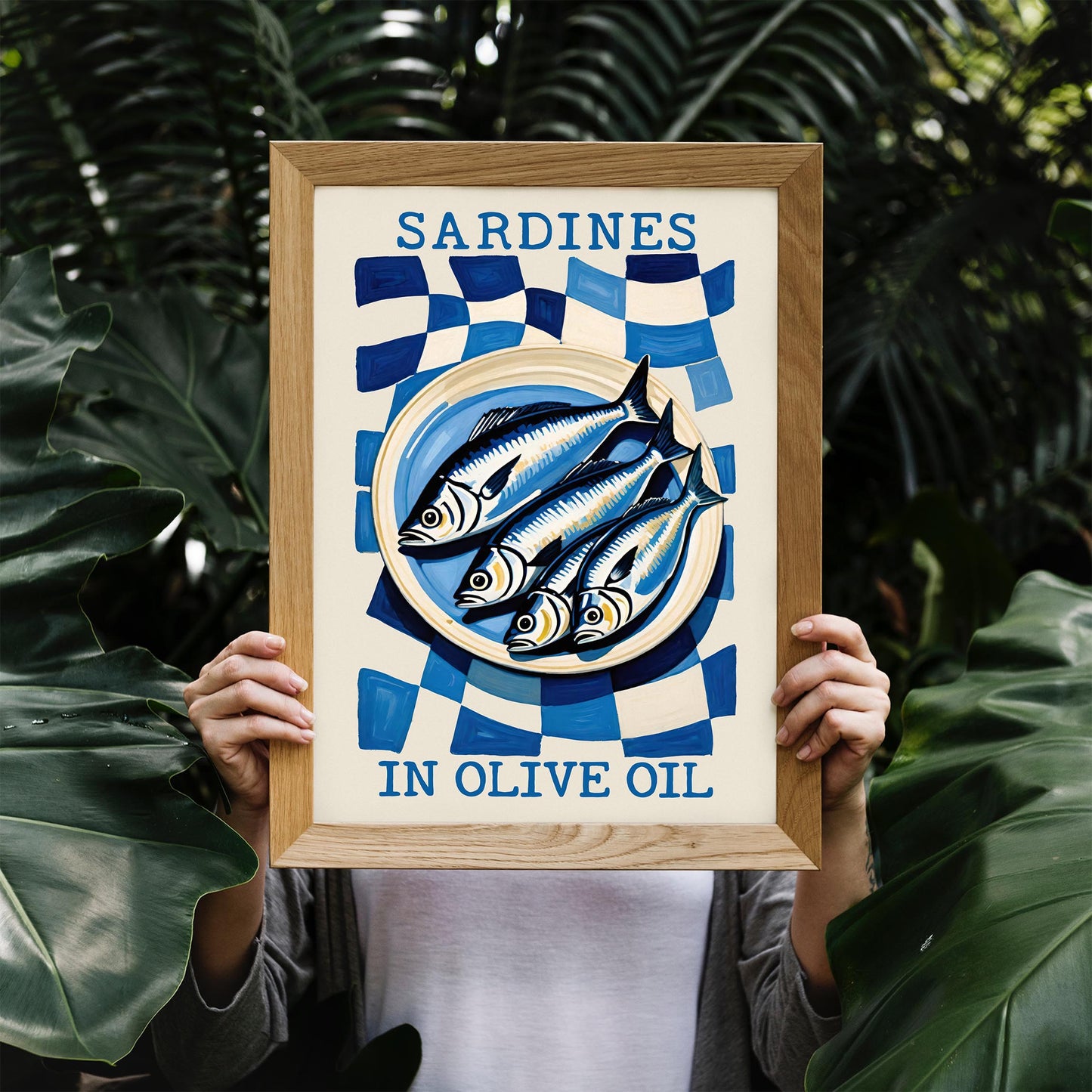 Sardines in Olive Oil Retro Poster