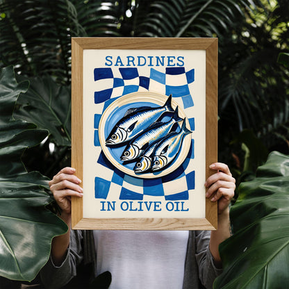 Sardines in Olive Oil Retro Poster