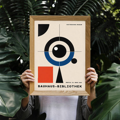 Bauhaus Library Vintage Geometric Poster