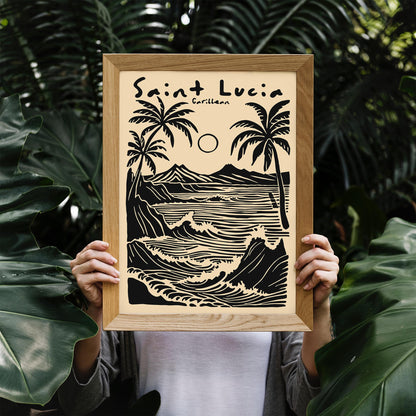 Saint Lucia Caribbean Tropical Black Poster
