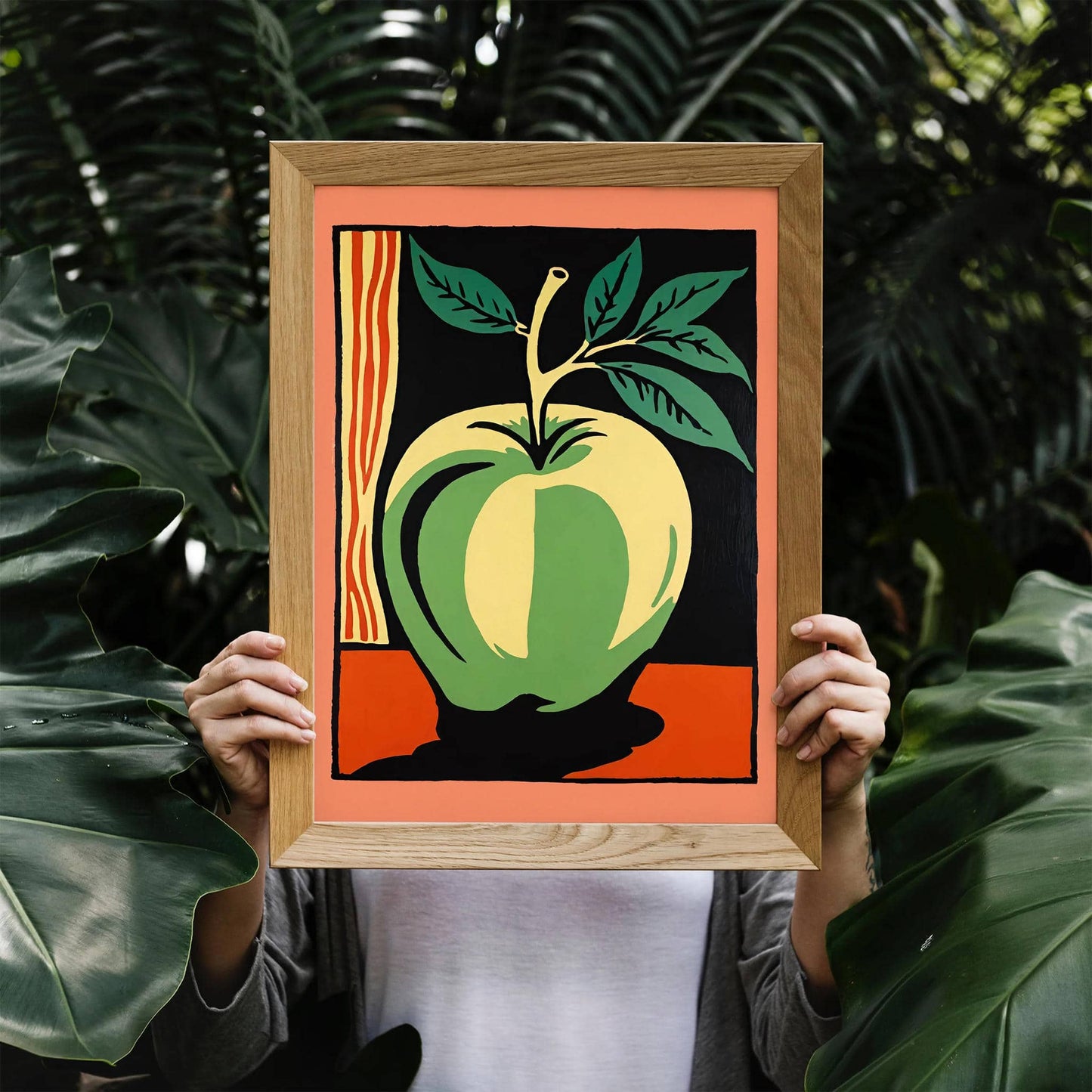 Retro Growing Apple Art Print