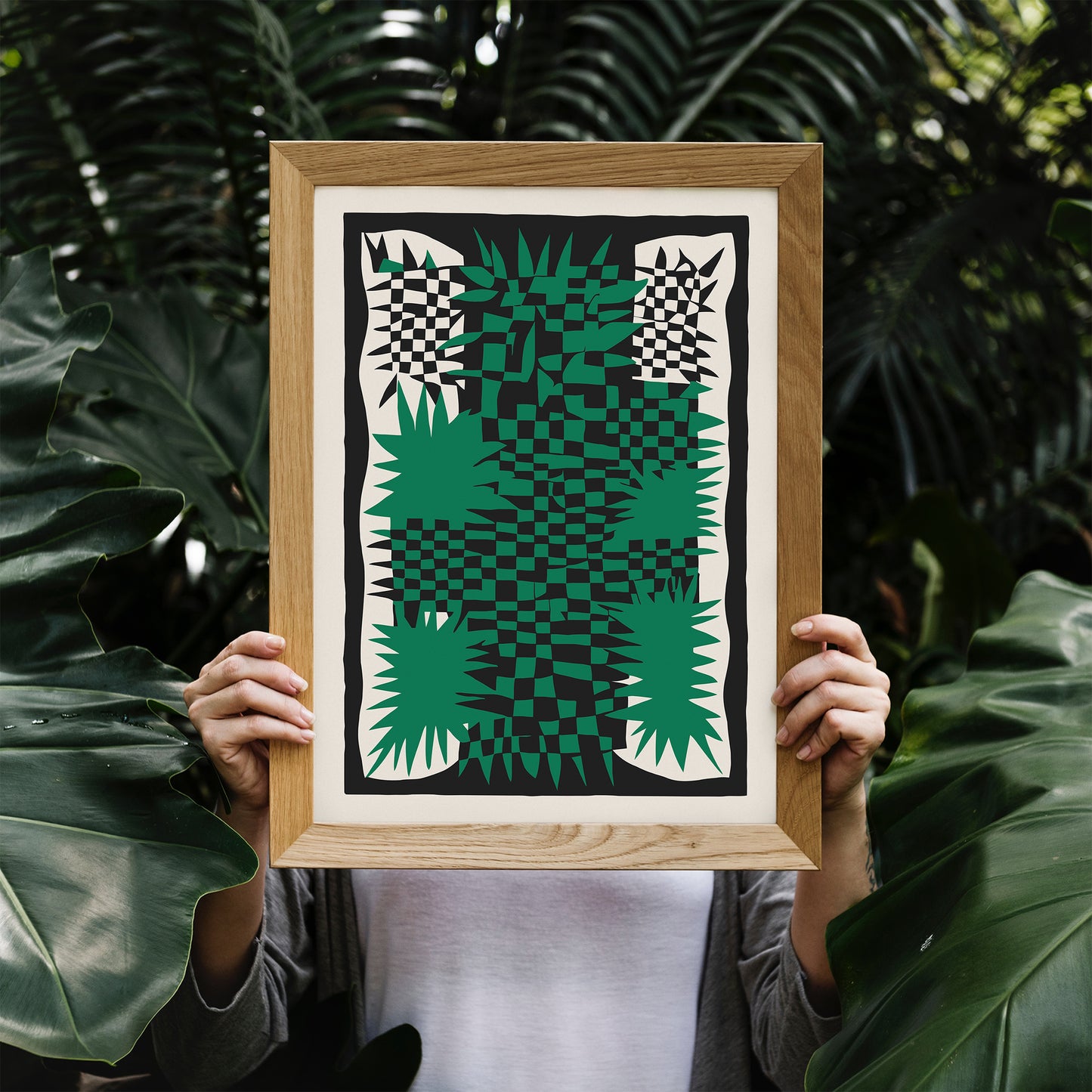 Green Retro Checkerboard Wall Art