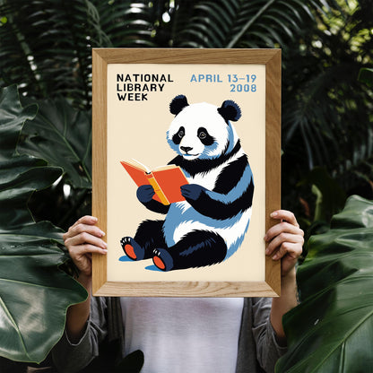 Panda Reading Wall Art Print