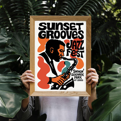 Sunset Grooves Jazz Poster