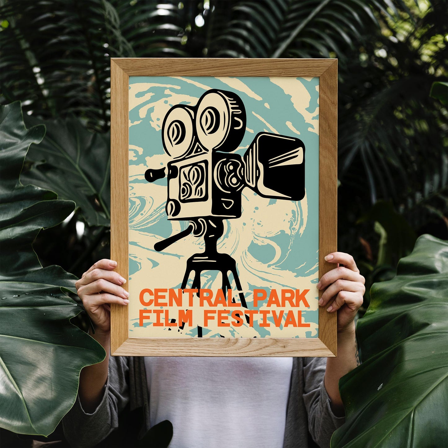 Central Park Film Festival Poster Vintage Camera Art