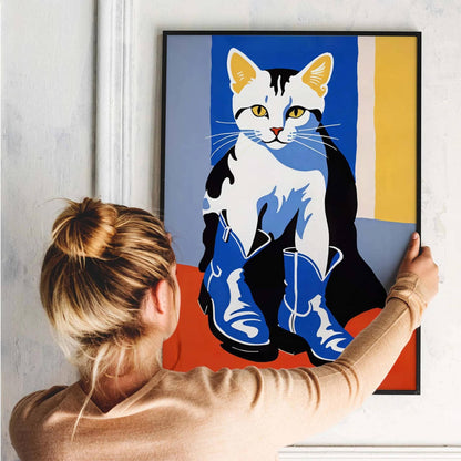 Pop-Art Cat with Boots Wall Print