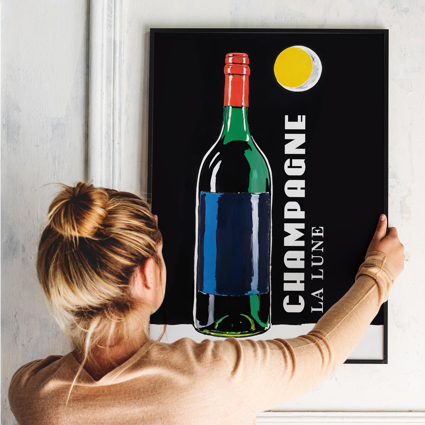 Champagne La Lune Bottle Wall Art Print
