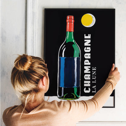 Champagne La Lune Bottle Wall Art Print