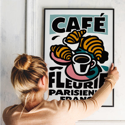 Paris Cafe Croissant Print