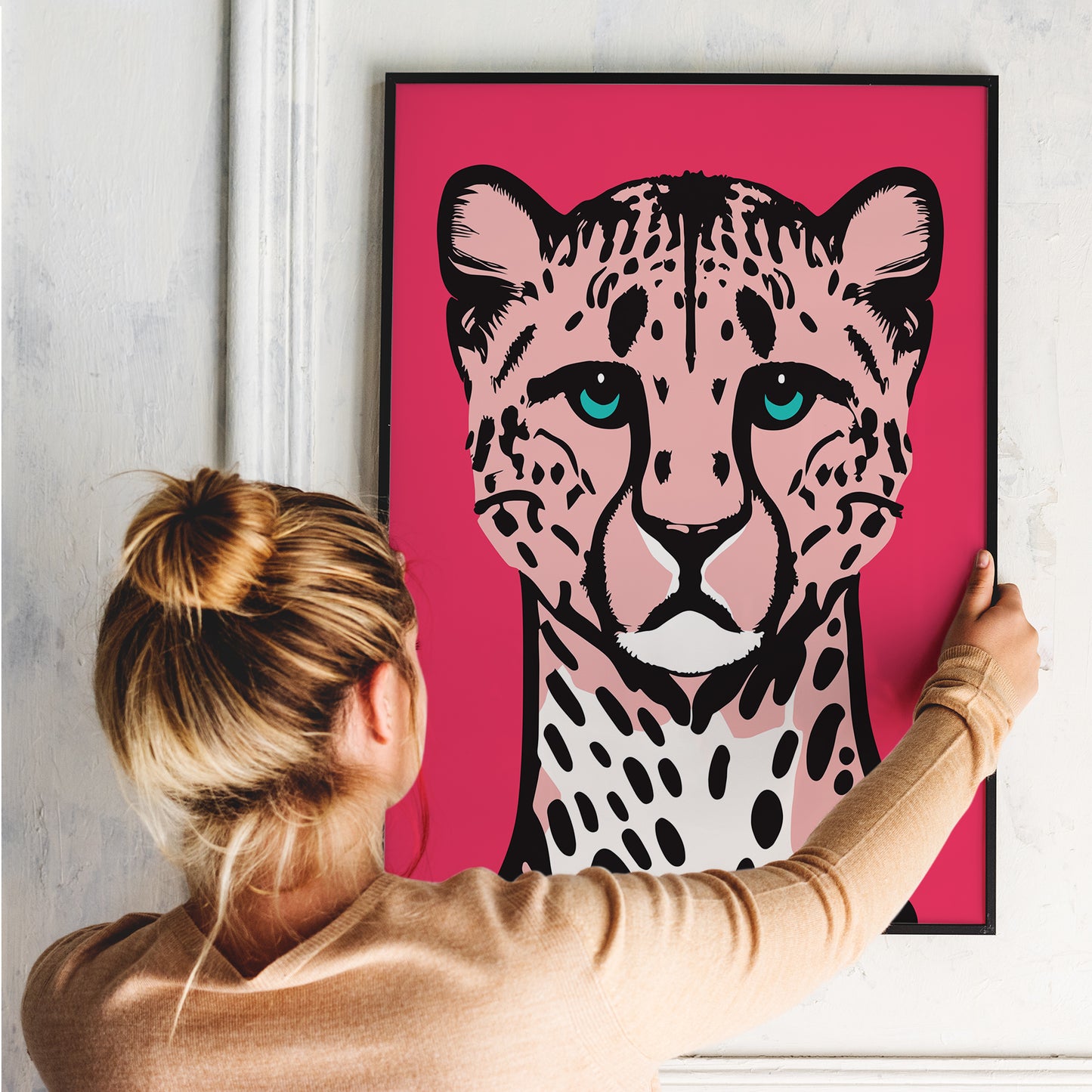 Cute Pink Panther Jungle Cat Art Print