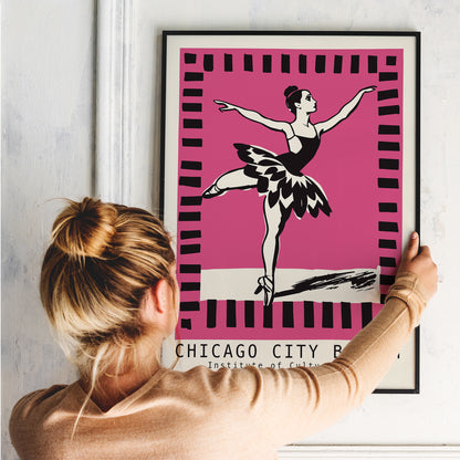 Chicago City Ballet - Retro Ballerina Poster