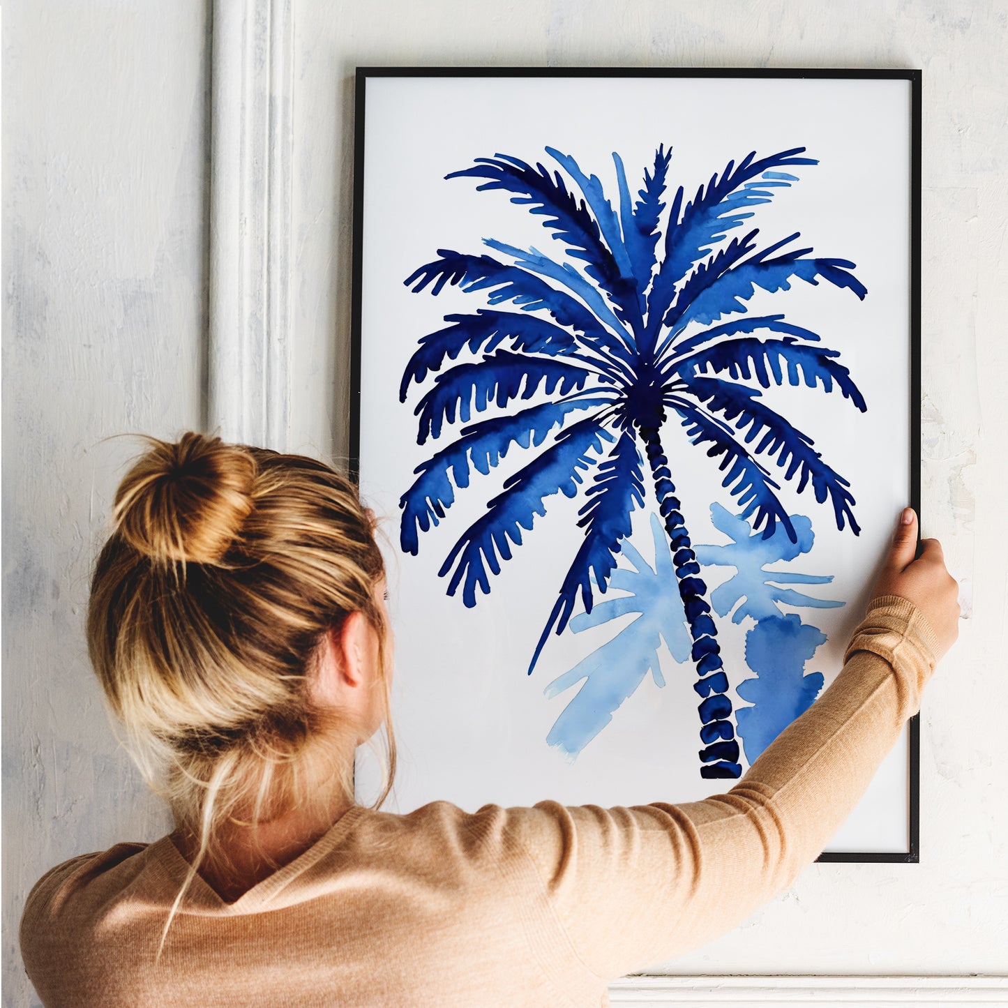 Blue Palm Tree Painting Art Print 2024