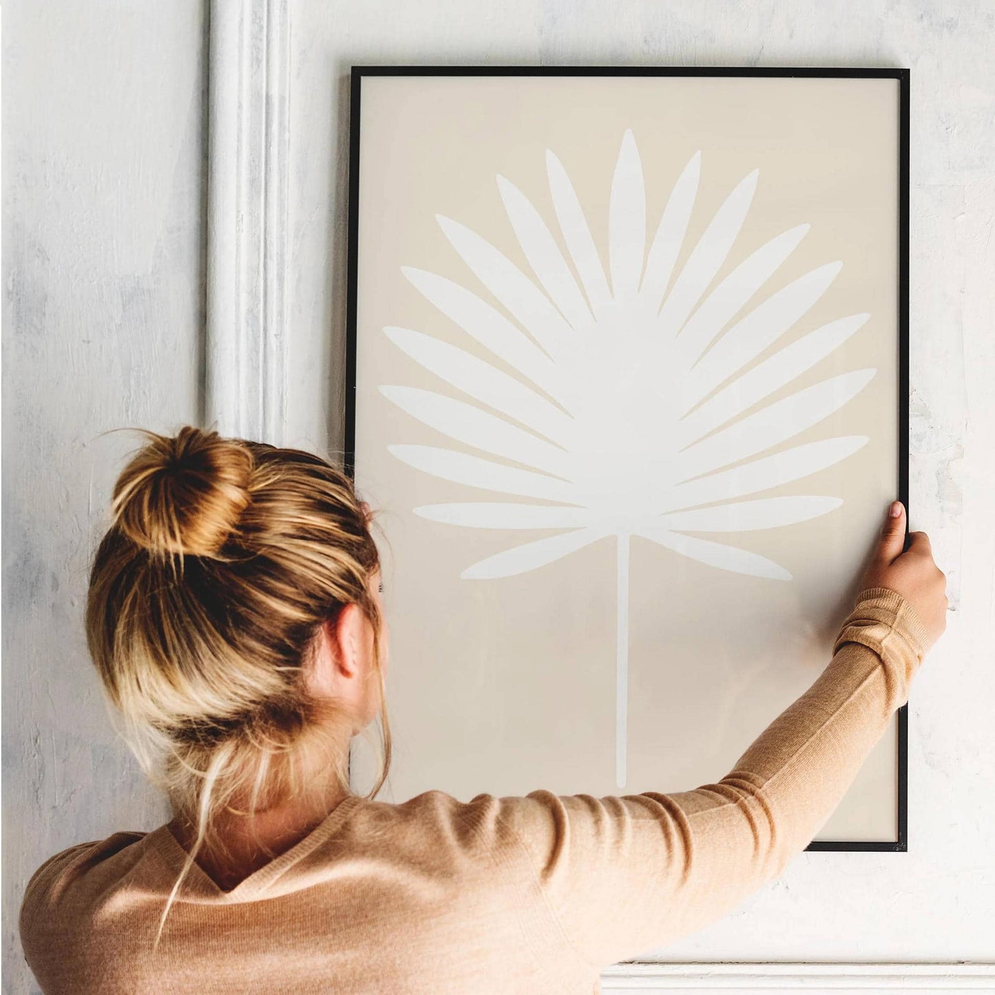 White Palm Leaf Print – Neutral Minimal Wall Decor