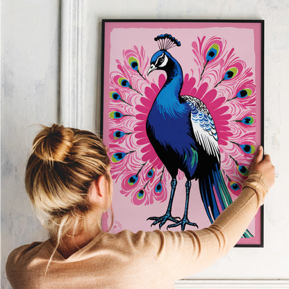 Peacock Pink Garden Poster