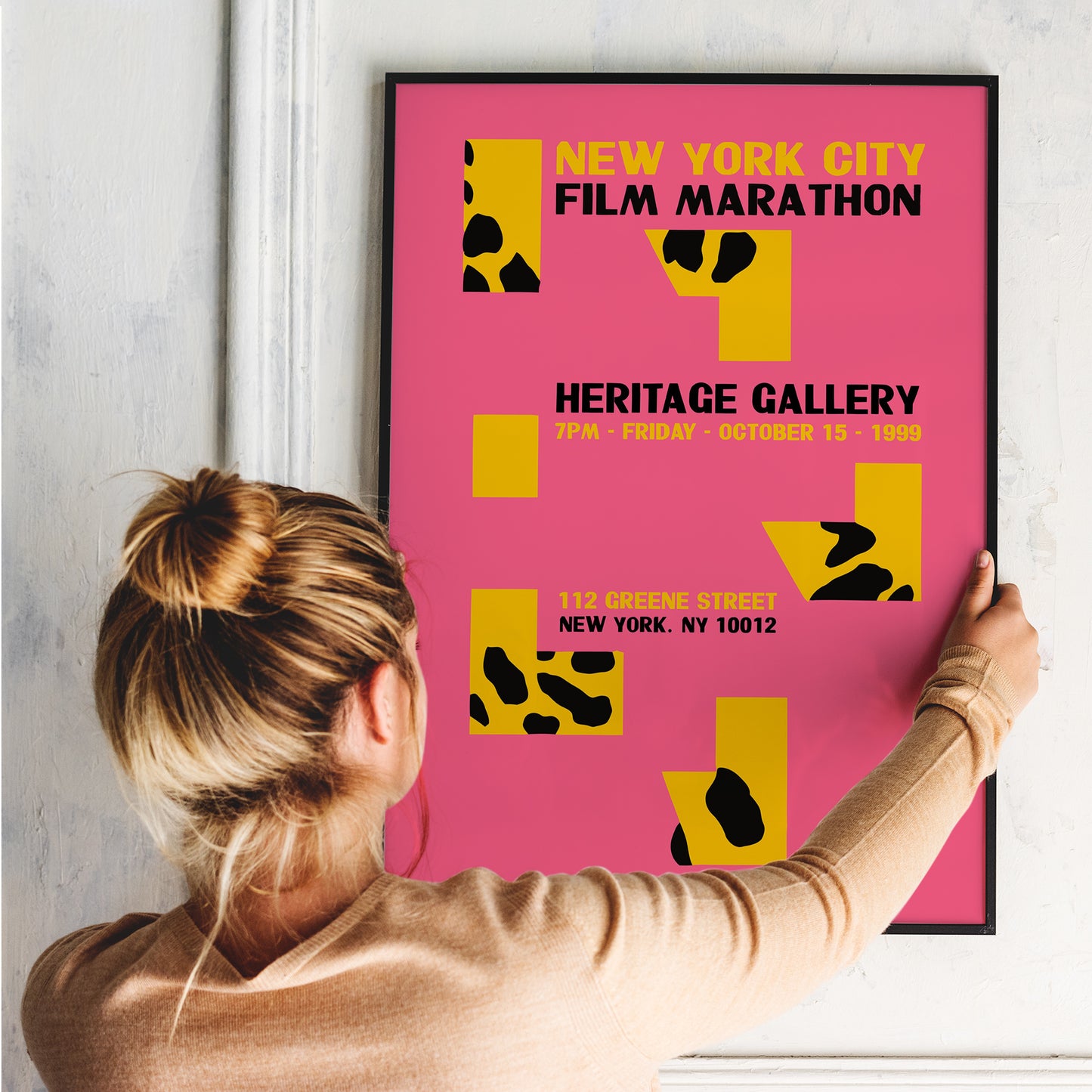 NYC Film Marathon Pink Retro Poster