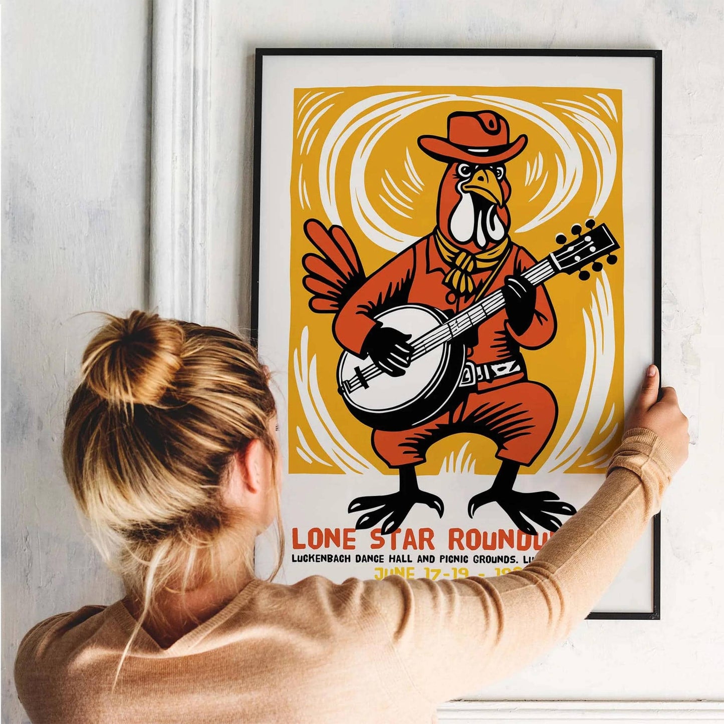 Lone Star Roundup Banjo Rooster Poster