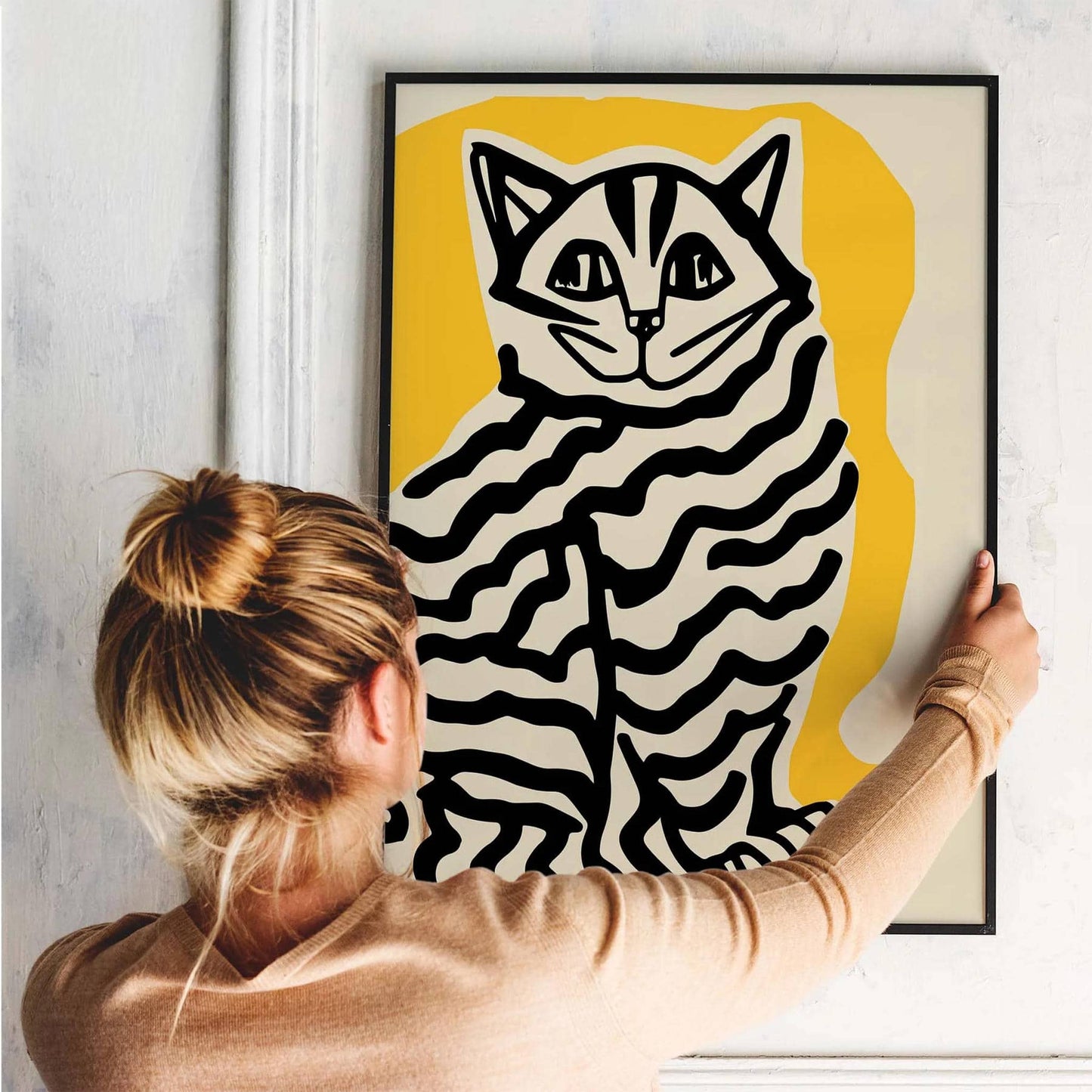 Abstract Striped Cat Art Print