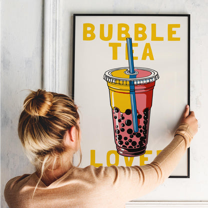 Pink Bubble Tea Wall Art