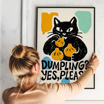 Dumpling Yes Please Cat Poster