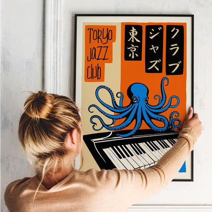 Tokyo Jazz Club Poster – Octopus Playing Piano
