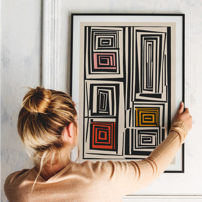 Black Geometric Simple Shapes Art Print