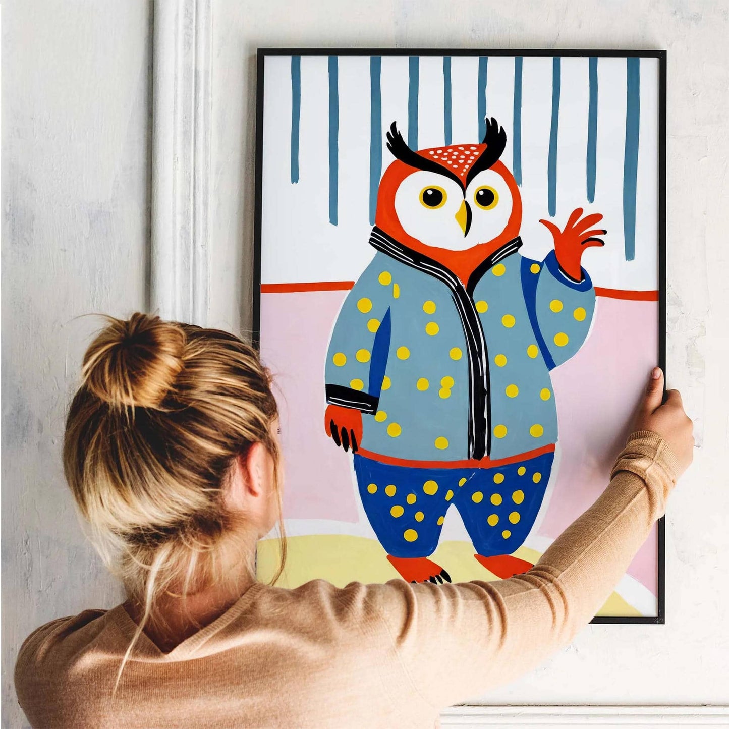 Pajama Owl Kids Room Poster Print
