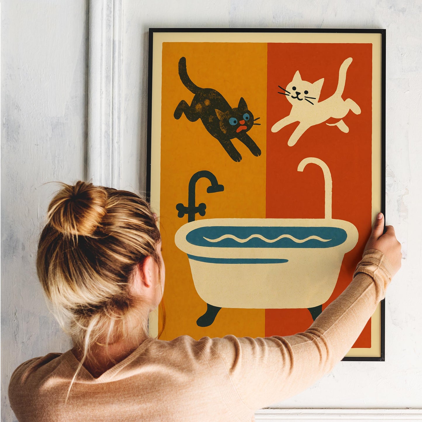 Playful Cats Bath Poster