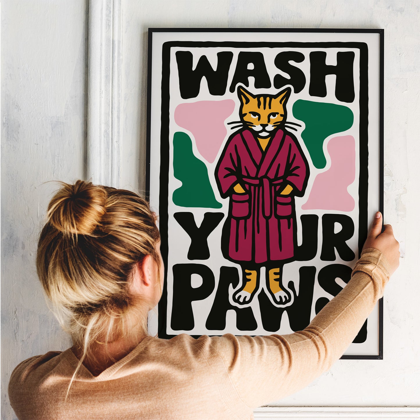 Wash Your Paws Cat Poster