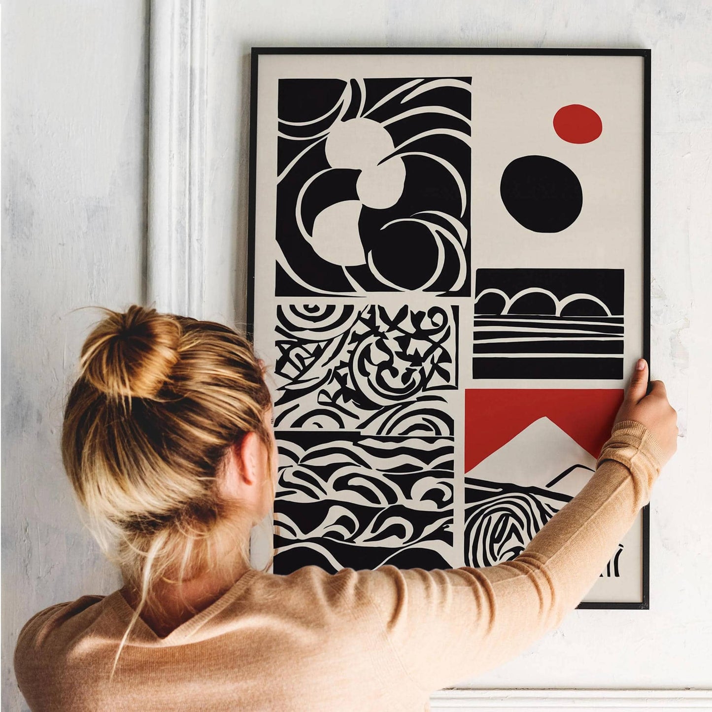 Black Abstract Rustic Cut Outs Art Print - HypeSheriff