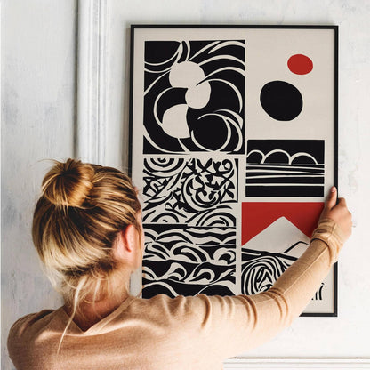 Black Abstract Rustic Cut Outs Art Print - HypeSheriff