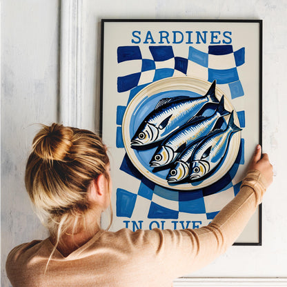 Sardines in Olive Oil Retro Poster