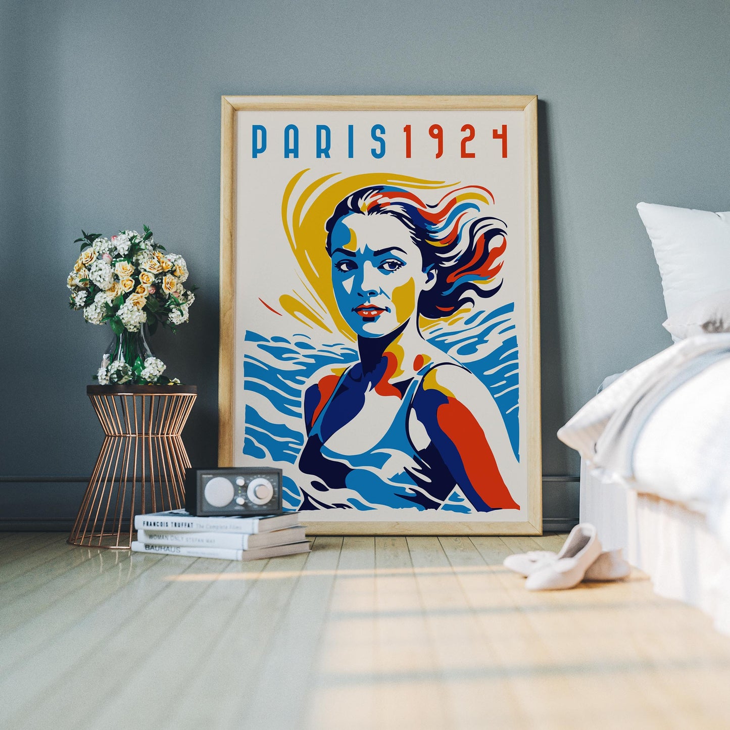 Paris 1924 Vintage Beach Wall Art Print