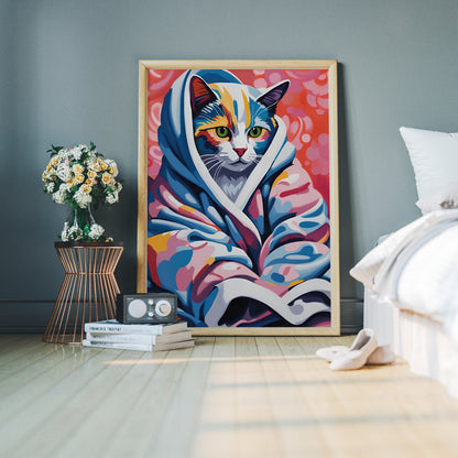 Cozy Cat Bathrobe Poster