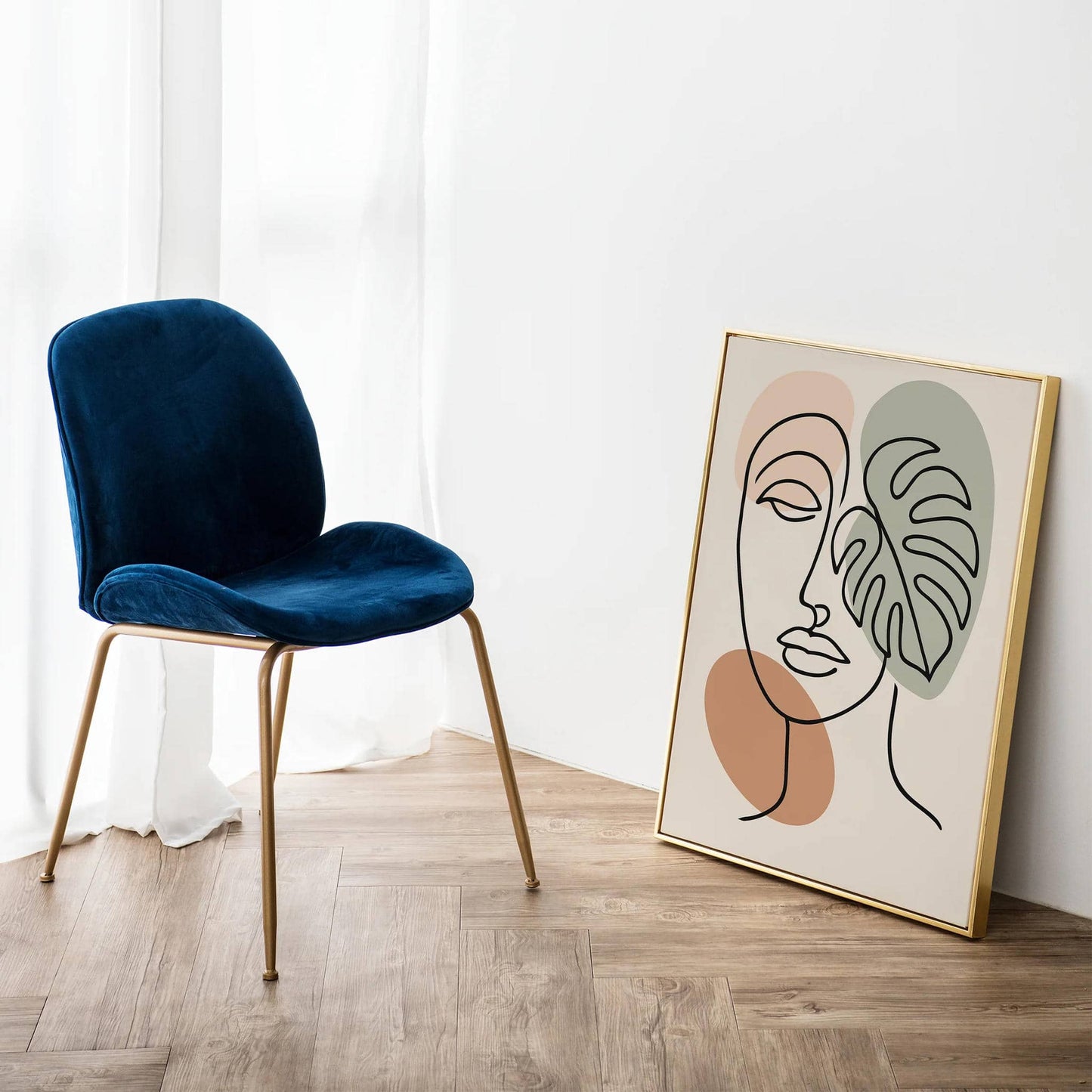 Minimalist Boho Poster – Face & Monstera