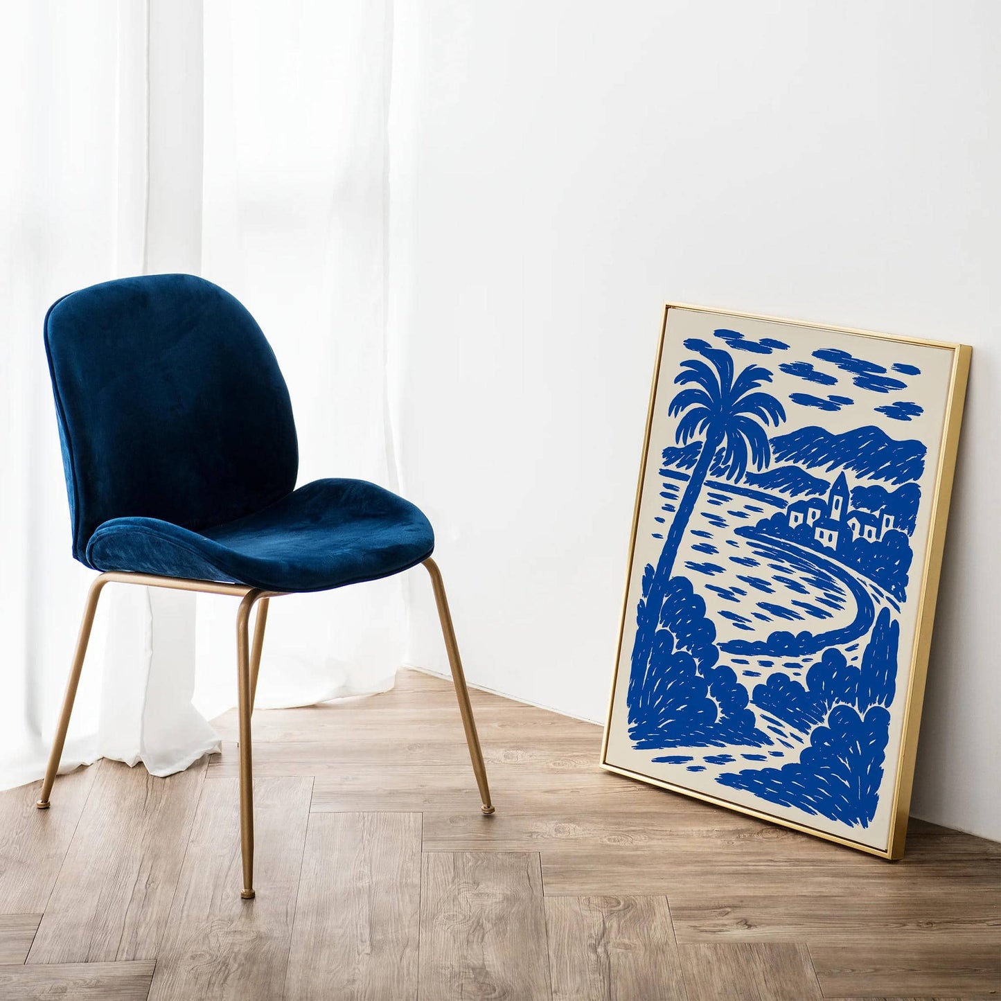 Blue French Riviera Landscape Poster