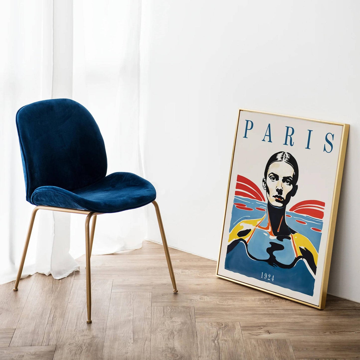 Paris 1924 Swimming Retro Poster