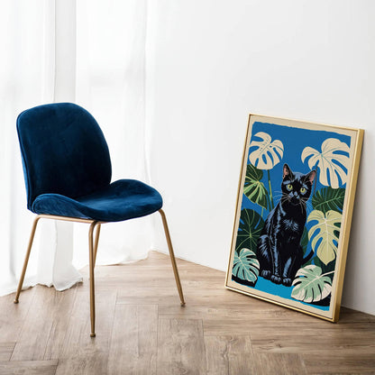 Monstera Cat Wall Art Print