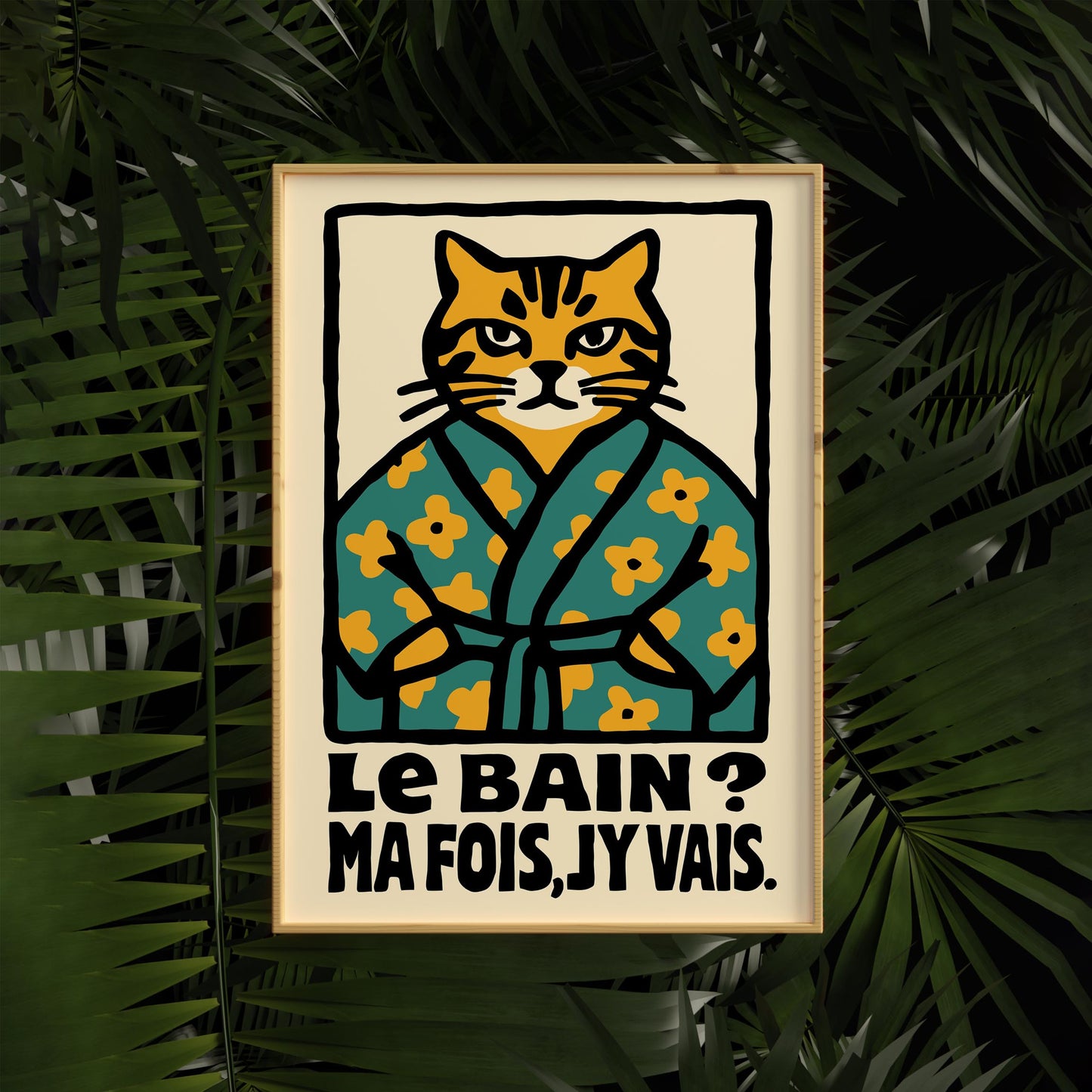 French Bathroom Cat Humor Poster