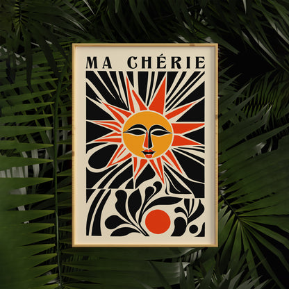 Ma Cherie Retro Cutouts Sun Art Print