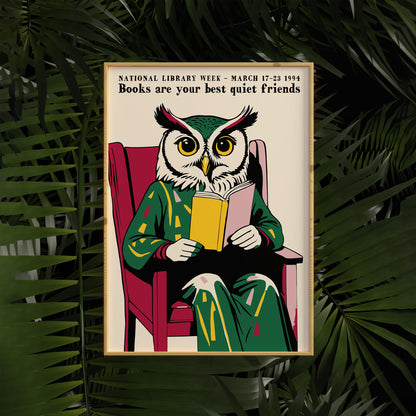 National Library Week Owl Wall Art Study