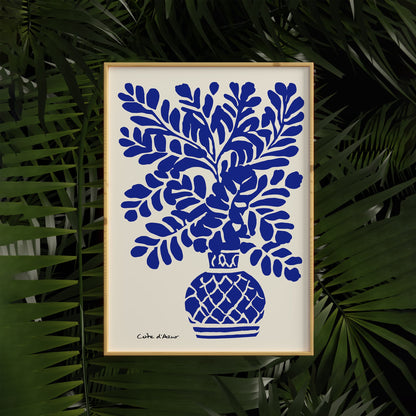 French Riviera Blue Floral Wall Art Print 2026