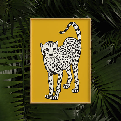 White Jungle Cat Quirky Art Print